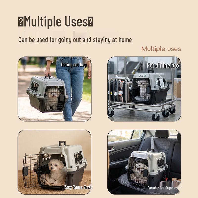 Durable Pet Airline Crate: Washable, Dirt-Resistant Cat & Dog Carrier for Outdoor Travel