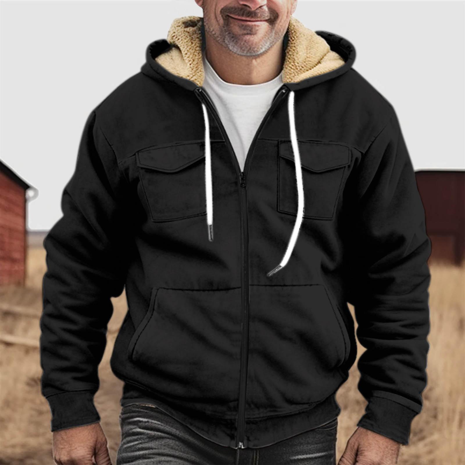 

Мужская утолщенная куртка на пуговицах с двойным карманом и карманной вставкой, хлопковая куртка S чёрный