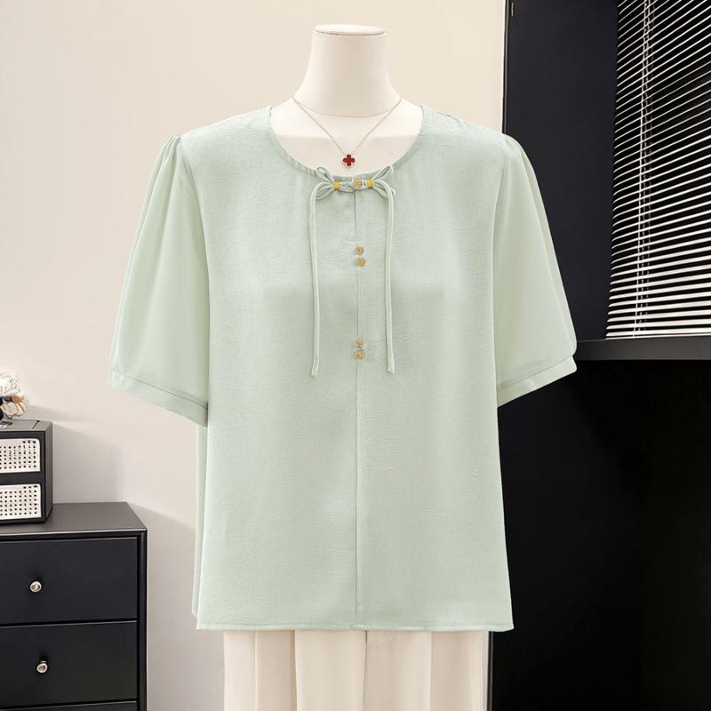 Datang Furen Women s Summer Tie-Waist Short-Sleeve Shirt XL светло-зеленый