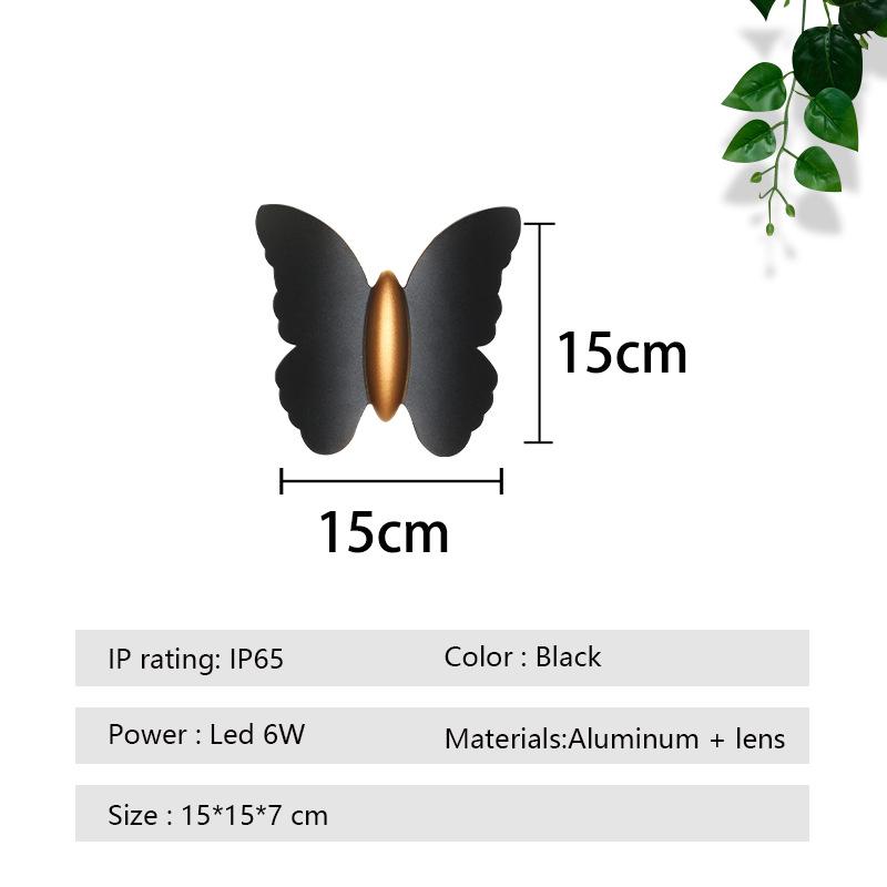 

Уличная настенная лампа бра водонепроницаемая для прохода, коридора, лестницы, современные наружные светодиодные настенные светильники-бабочки IP65 Cool White(5500-7000K) чёрный