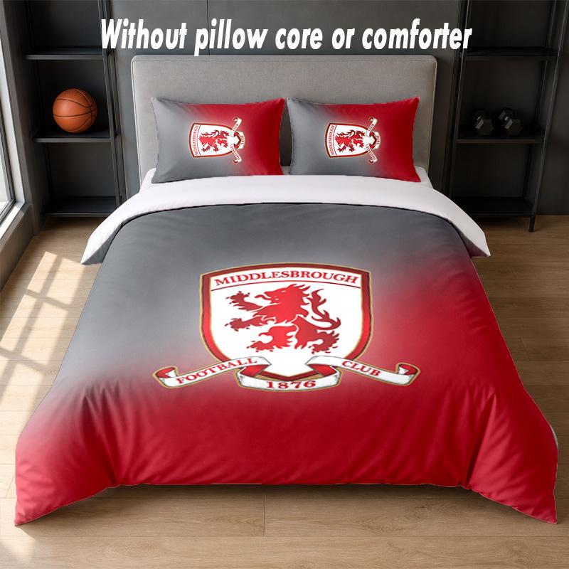 Set Biancheria da Letto Design Middlesbrough FC 1 Copripiumino + 2 Federe Morbido Traspirante Biancheria da Letto per la Casa