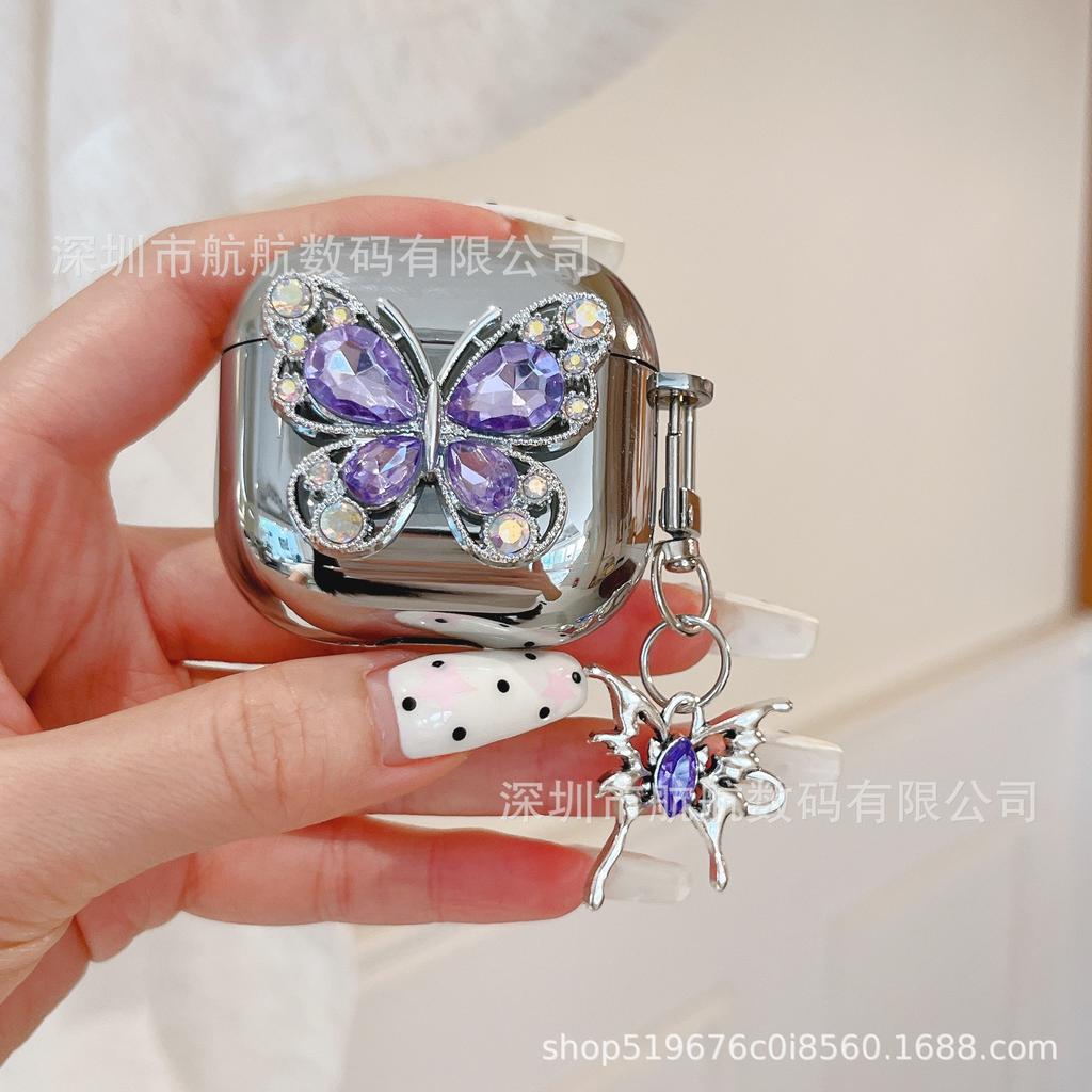 Japan and Korea ins silver three-dimensional glitter butterfly suitable for AirPods 1 generation protective case 1/1 generation pro1 earphone case