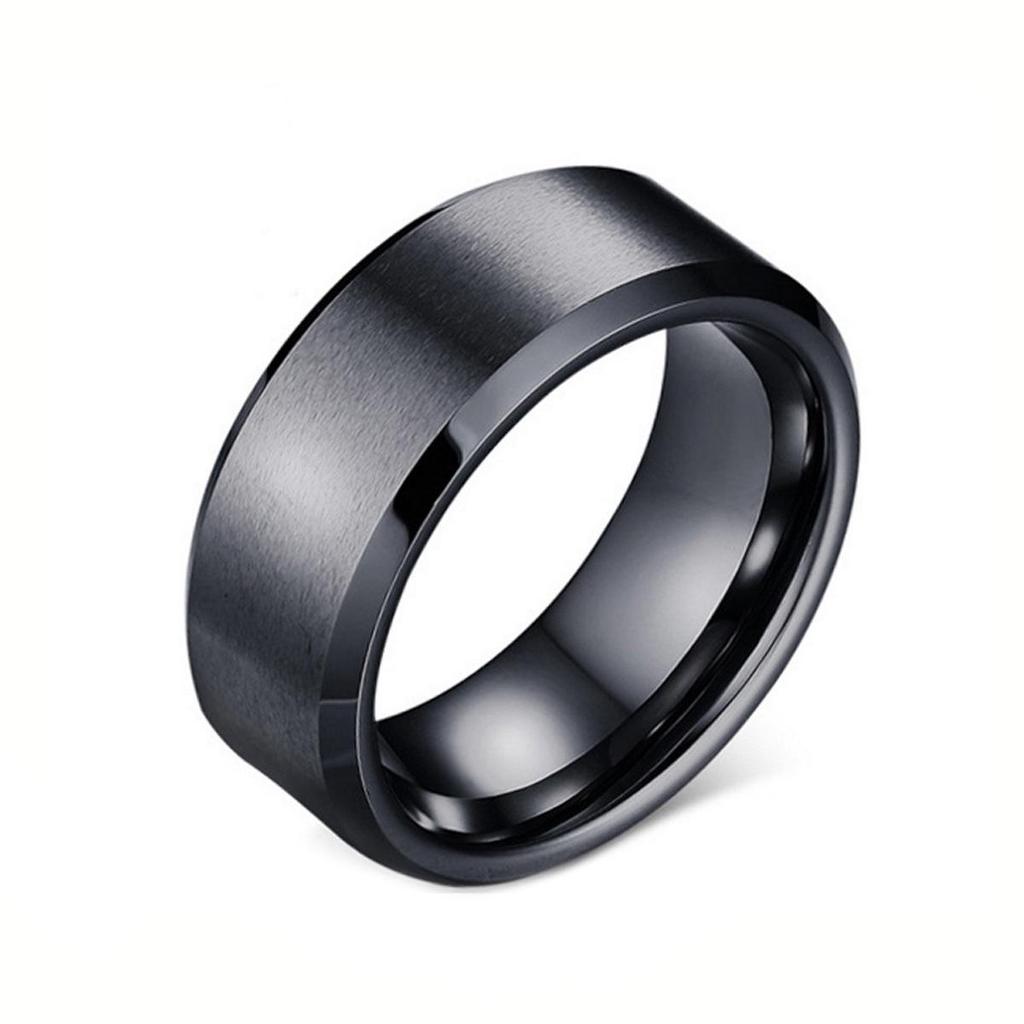 Men's European and American Frosted Diamond Stainless Steel Titanium Ring