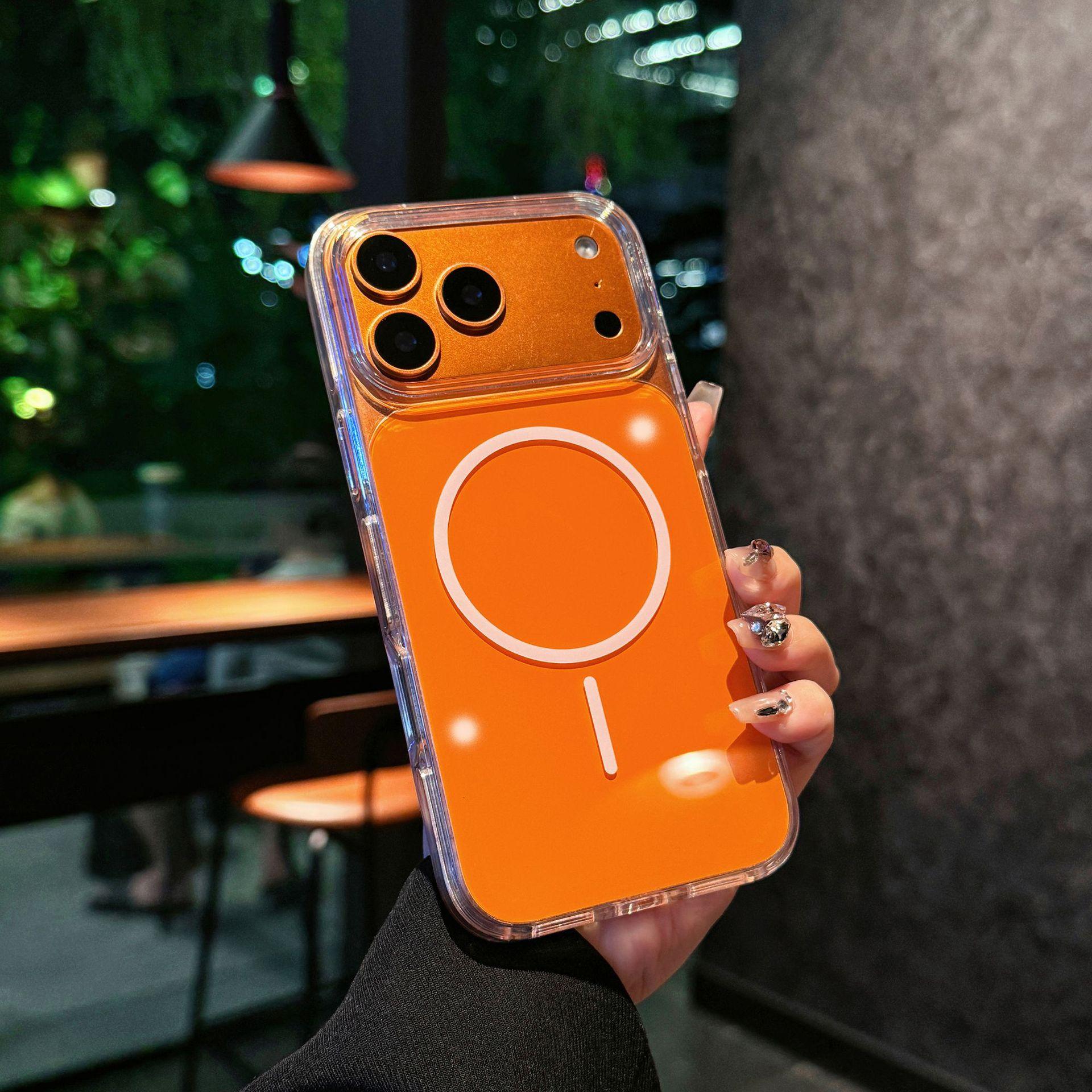 

For Apple for IPhone17 Transparent Anti-fall Case 17Promax Magnetic Phone Case Acrylic Case Simple For Apple 17AIR