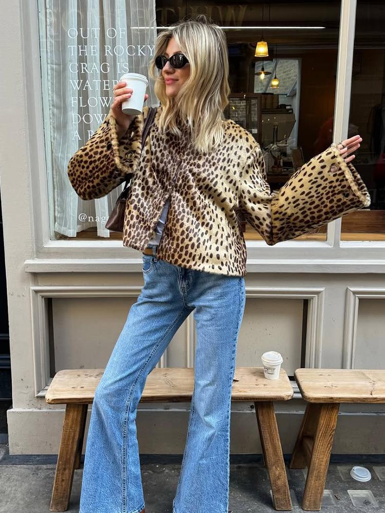 Women's Leopard Print Casual Short Jacket - Autumn/Winter 2025 European & American Style
