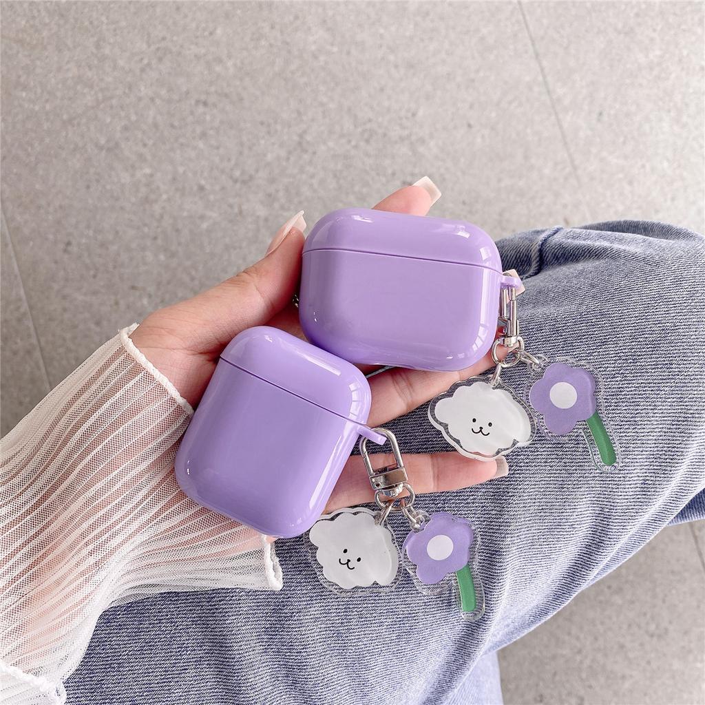 Compatible with Apple AirPods 1/1 Gen Bluetooth Earphone Protective Case, Pro 1 Integrated Soft Shell, Purple Cute Cloud