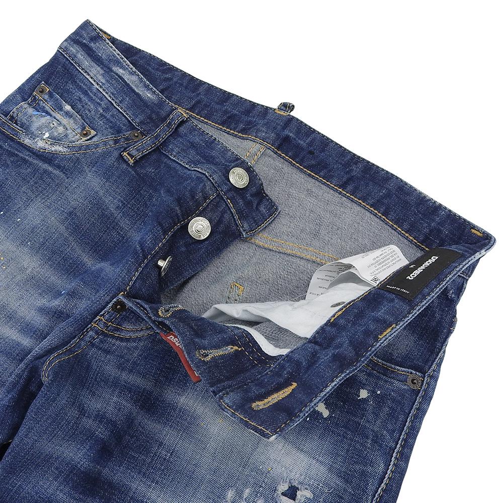 Dsquared2 SEXY TWIST JEAN Painted Denim Pants, Men's, Indigo, Size 44, S74LB1023, 2021 Autumn/Winter Collection Bottoms 44 IndigoUsed