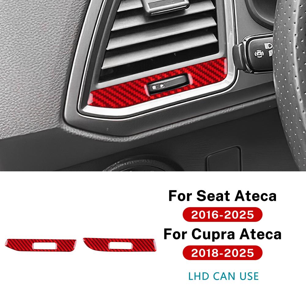 For SEAT Ateca 5F 2016-2025 For Cupra Ateca 5F 2018-2025 Real Soft Carbon Fiber Sticker LHD RHD Car Central Control Air Outlet