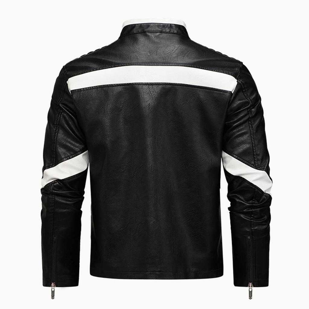 Men's Leather Butterfly Embroidered Zipper Cardigan Motorcycle PU Leather Jacket