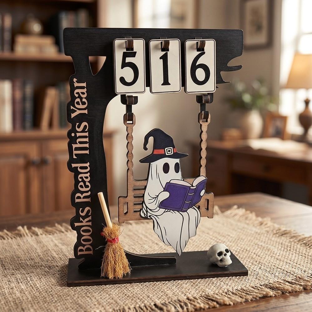 Vintage Reading Ghost Swing Ornament Spooky Reading Ghost Figurine Halloween Table Decor