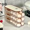 Automatic Rolling Egg Container Fridge Storage Box Food Grade BPA Free Transparent Stackable Fridge Organizer with Lid
