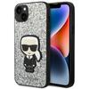 Hülle für iPhone 14 Plus Karl Lagerfeld Glitzerflocken Silber