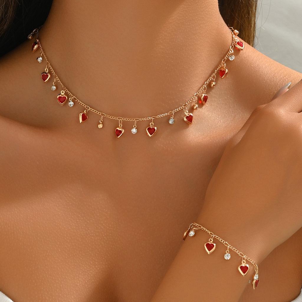European and American jewelry water drop necklace four-piece fashion bracelet ring earrings necklace versatile jewelry set