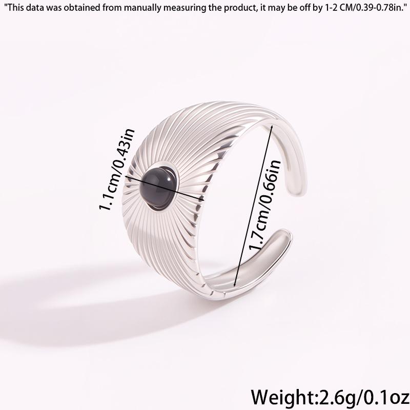 Gold-Plated Titanium Steel Open Ring with Retro Geometric Design