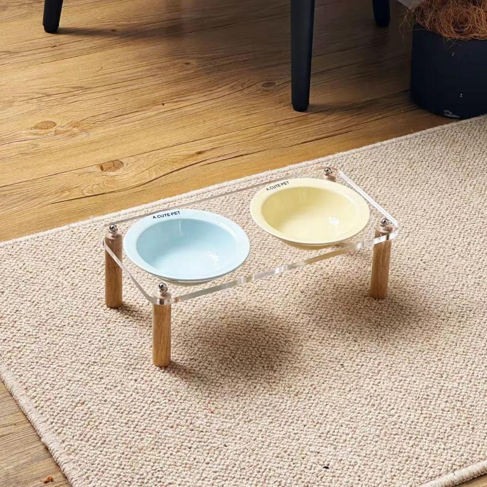 Protect Cervical Spine Raised Cat Feeder Single/Double Bowl Cat Drinking Feeding Bowl  Indoor