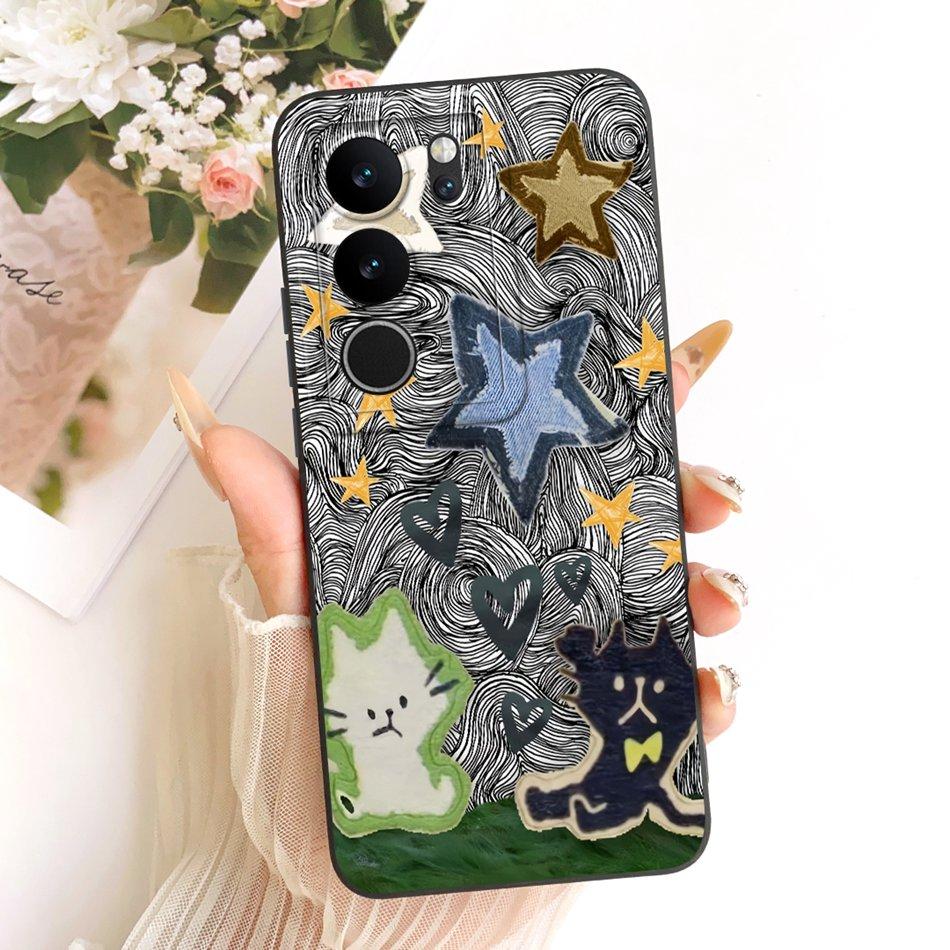 For Vivo V29 V29Pro Cute Cat Flower Cartoon Phone Case For Vivo V 29 V29 Pro V2250 V2251 Shockproof Soft Silicone Covers Bumpers