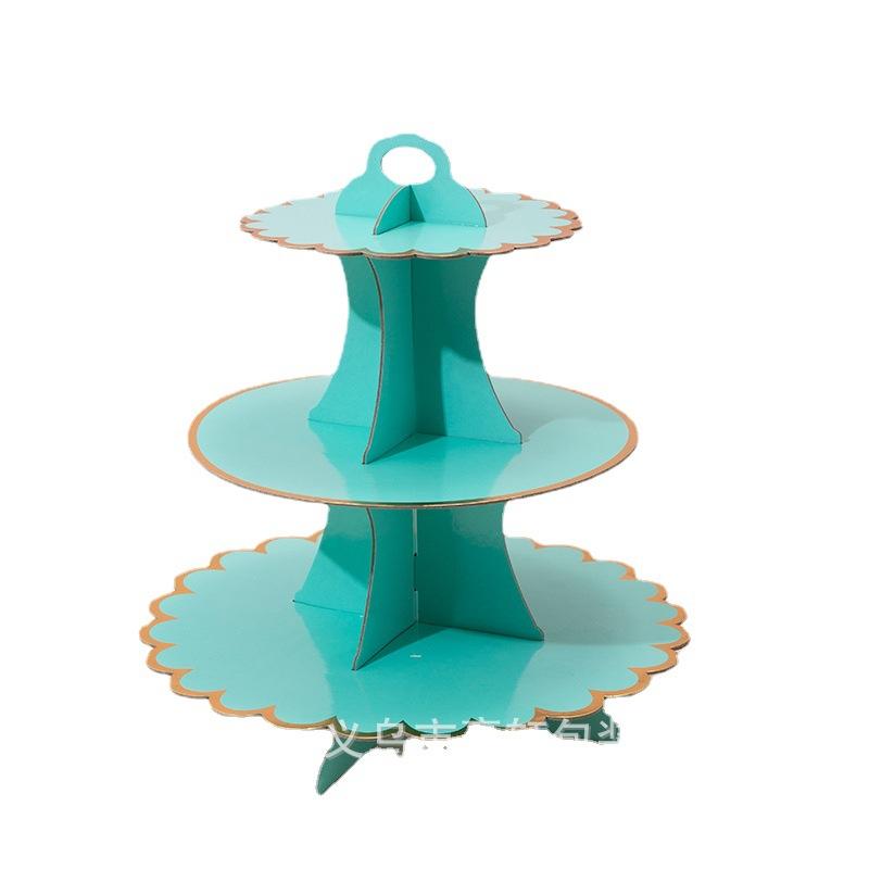 Disposable multi-layer paper cake rack birthday party decoration three-layer hot stamping dessert table cake tray cupcake stand