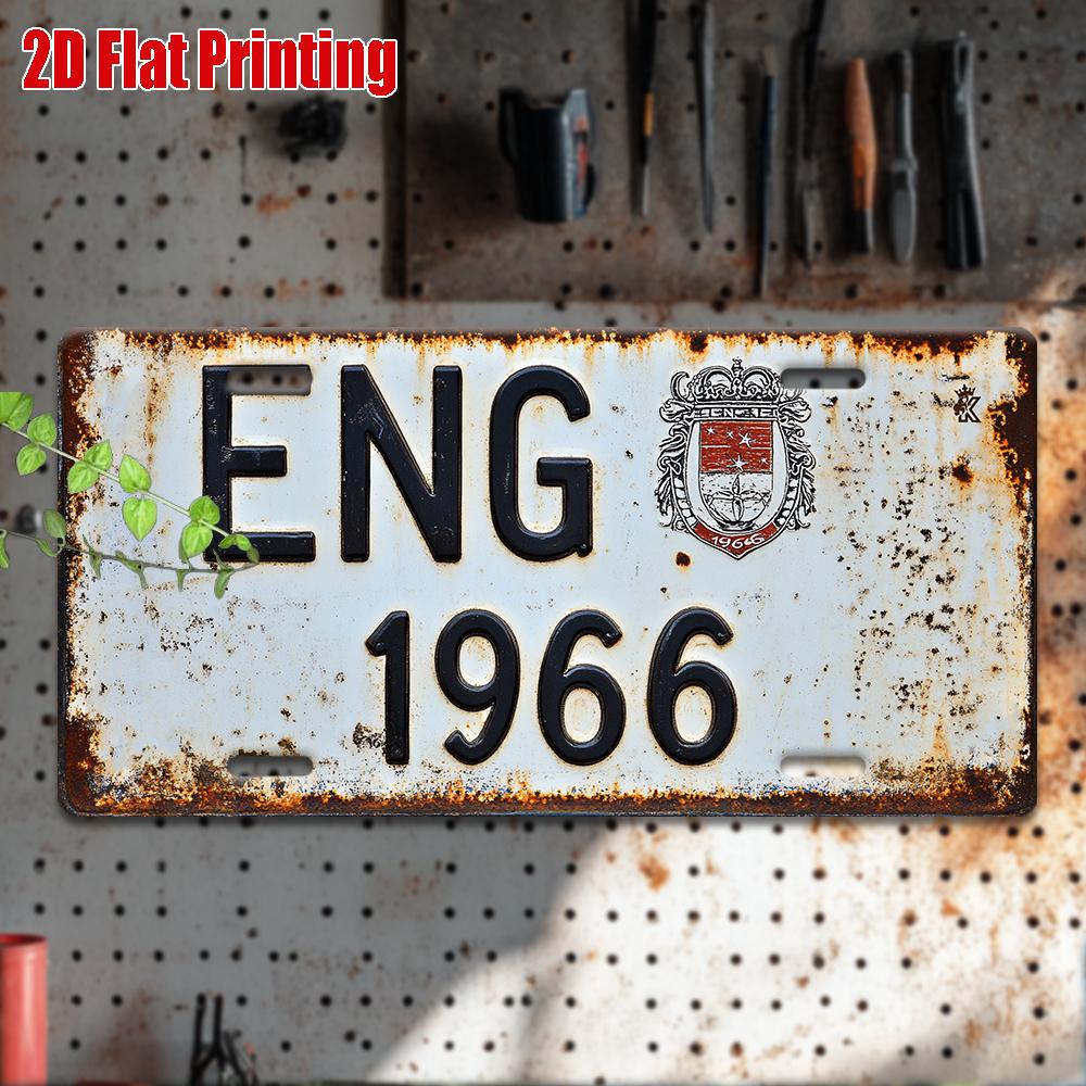 England Football License Plate - ENG 1966 Retro Soccer Wall Decor, Heavy-Duty Aluminum Metal Sign for Game Room, Garage, Bar, fo
