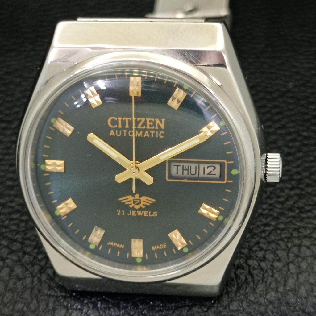 GEBRAUCHTE VINTAGE CITIZEN AUTOMATIC 8200 JAPAN HERRENUHR MIT BLAUEM ZIFFERBLATT a434851-2 R123-a434851