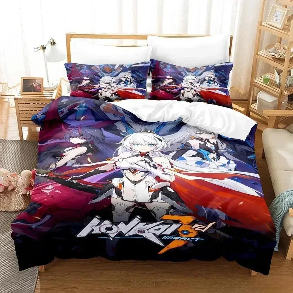 Game Honkai Impact 3 Bedding Set Printed Bed Set With Pillowcase Bed Duvet Cover Soft Queen King Size Bedclothes Home Adult Kid