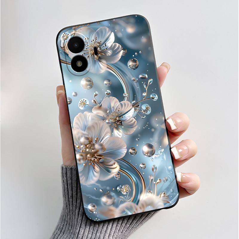 Husă de telefon imprimată pentru TCL K70 SE (T453D) Huse Capă Silicon Moale Negru Carcasă Flori Drăguțe Desene Animate Carcasă Coque