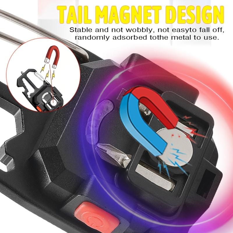 COB LED Work Light USB Rechargeable Keychain Flashlight 7-Modes with Battery Display for Outdoor Camping Hiking Emergency Use