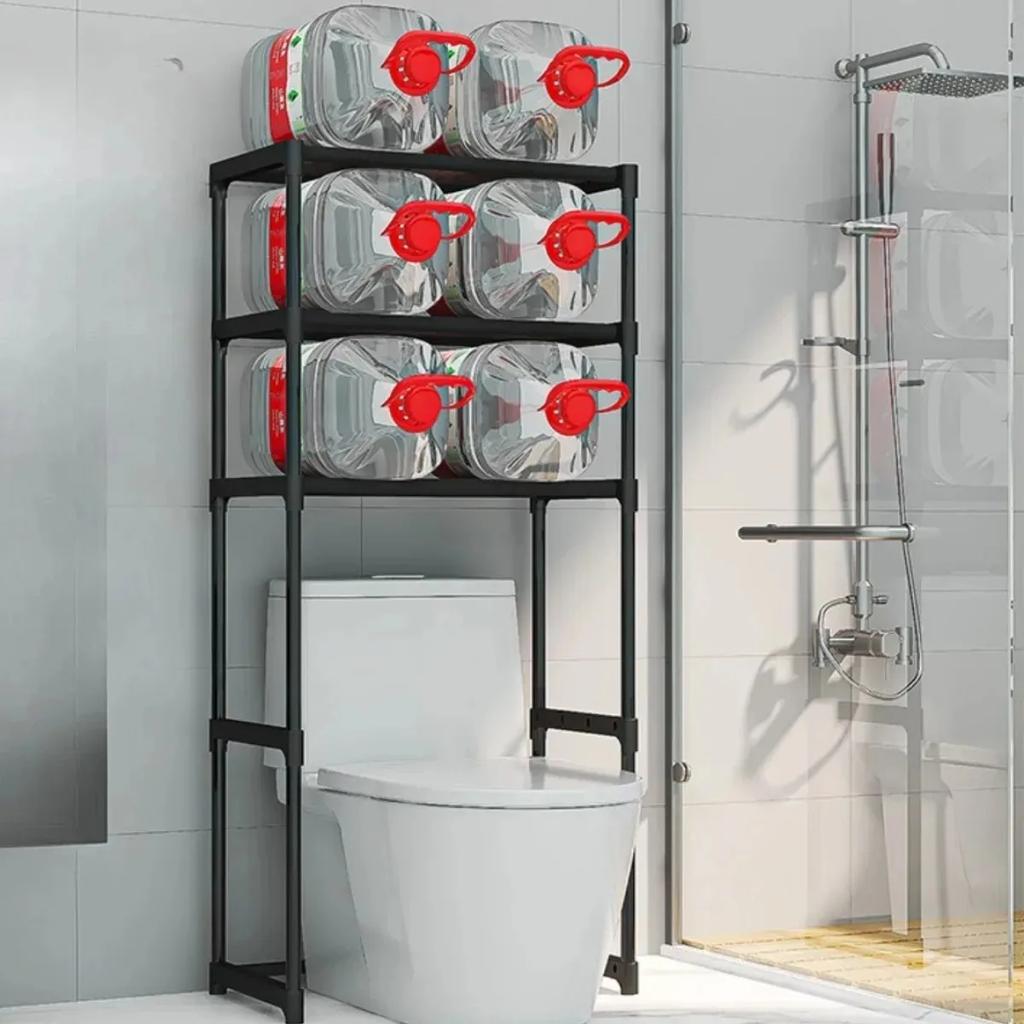 Multilayer Toilet Storage Rack Perforation-Free Storage Shelf Large Capacity Washing Machine Shelf Space-saving Standing Holder