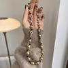 Autumn-Winter Myllard Tiger's Eye Mocha Gold Brown Pearl Necklace – Luxury Sweater Chain for Women