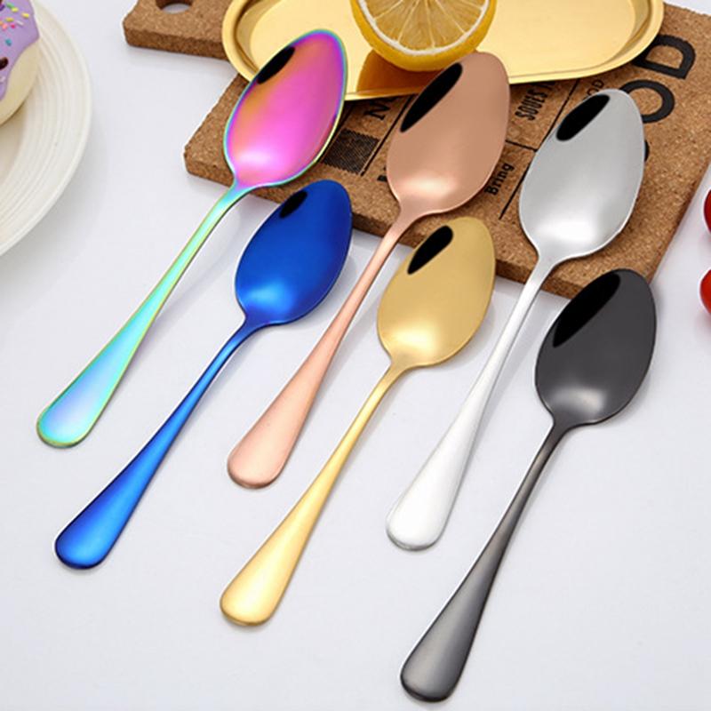 5 Pieces Tableware Sets Stainless Steel Cutlery Spoon Fork Knife Set Gold Cutlery Rainbow Dinnerware Set
