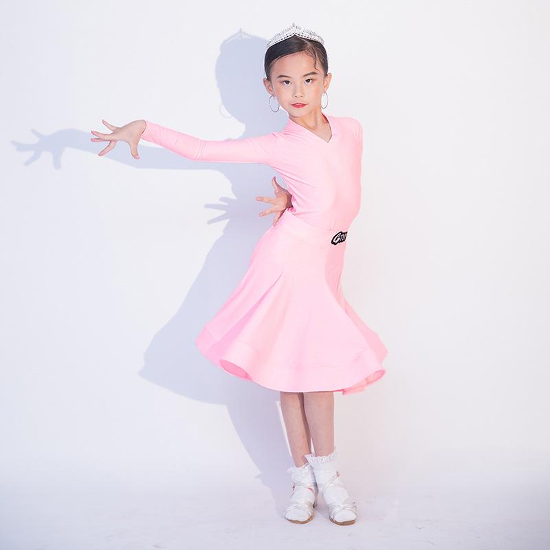 Kids Latin Dance Competition Dress for Girls Long Sleeves Suit Training Clothes Blackpool Clothing