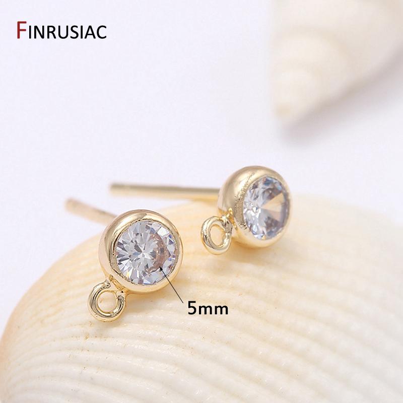 

Handmade DIY Earring Making Supplies 14K Gold Plated Small Zircon Post Earrings Hooks Earring Findings Components