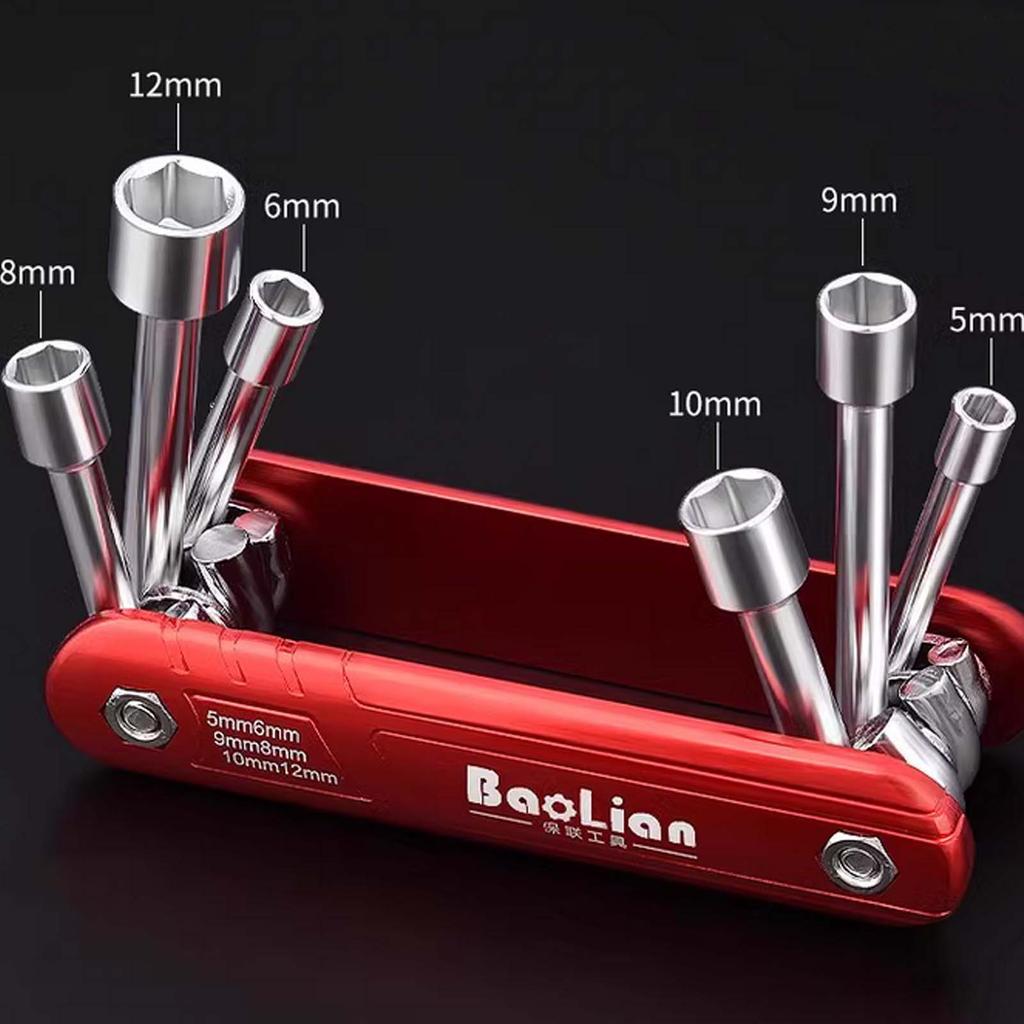 5-12mm Folding Socket Wrench Set, Aluminum Alloy Handle Household Socket Wrench Combination Tool