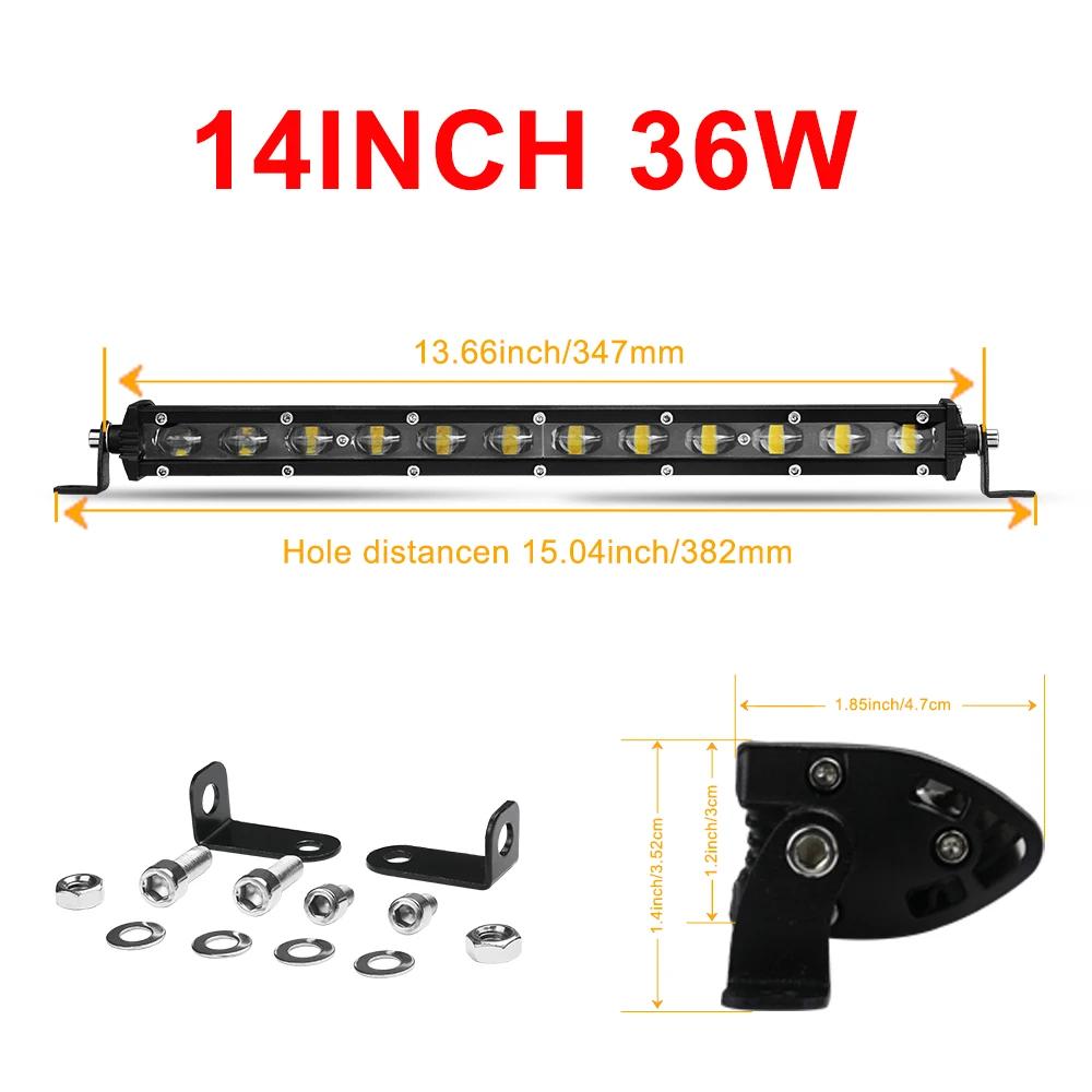 8D 8" 12V 24V Spotlight LED Light Bar Offroad Slim Barra LED Work Light Bar for Truck Atv Car Driving Fog Light Accessories 4x4