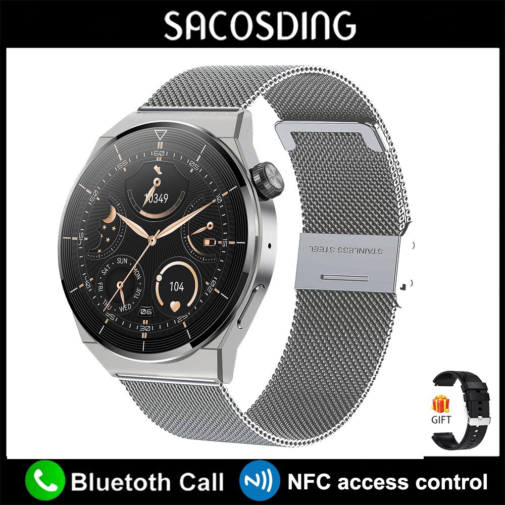 SACOSDING NFC Smart Watch Men GT3 Pro AMOLED 390*390 HD Screen Heart Rate Bluetooth Call IP68 Waterproof SmartWatch For Huawei Xiaomi
