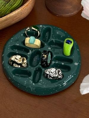 

Korean Handmade Ring Holder Jewelry Storage Desktop Home Decorative Disk Ring Slot Storage Ceramics Tray Photography Props