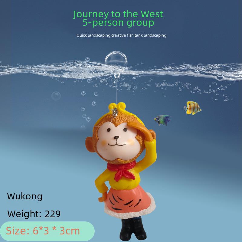 PVC 'Journey To the West' 5-Piece Set: Wukong, Zhu Bajie, White Dragon Horse Fish Tank Ornaments & Micro Landscape Crafts