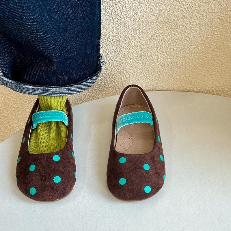 Kids Casual Shoes for Girls New Summer Toddler Ballet Flats with Polka Dot Non-slip Soft Sole Comfort First Walker Footwear