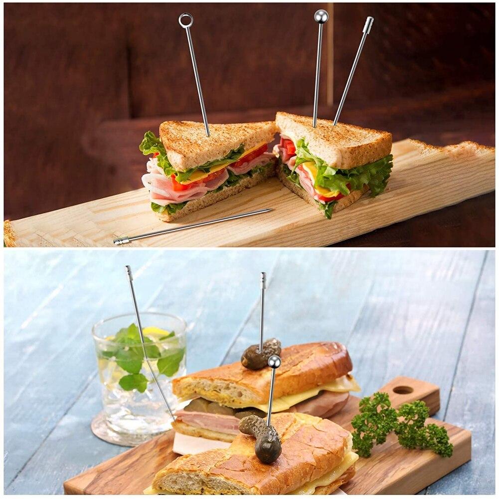 Scobitori Cocktail Băț Oțel Inoxidabil Frigarui Cocktail Măsline Aperitive Fructe Legume Instrumente