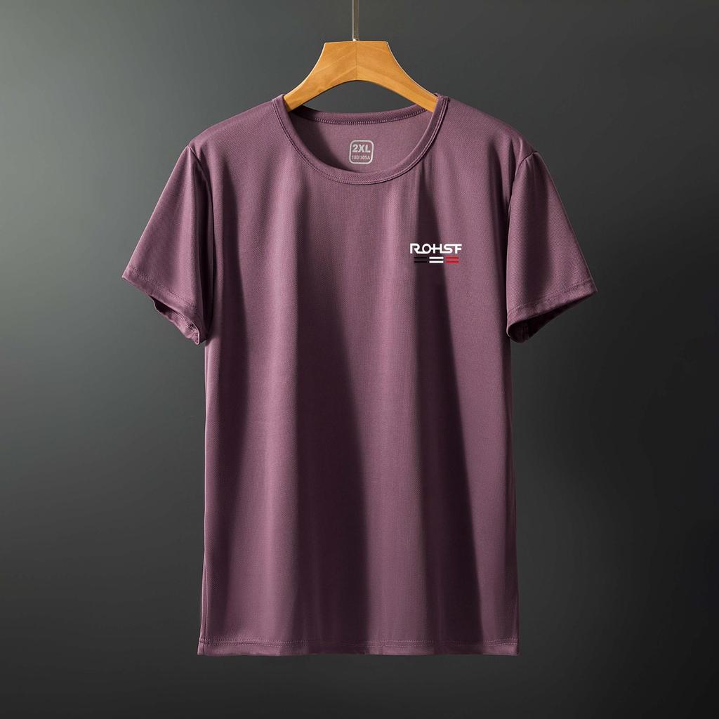 Men's Quick-Dry Ice Silk Mesh Short-Sleeve T-Shirt - Elastic Crew Neck, Plus Size, Trendy Fashion for Middle-Aged and Young Adults