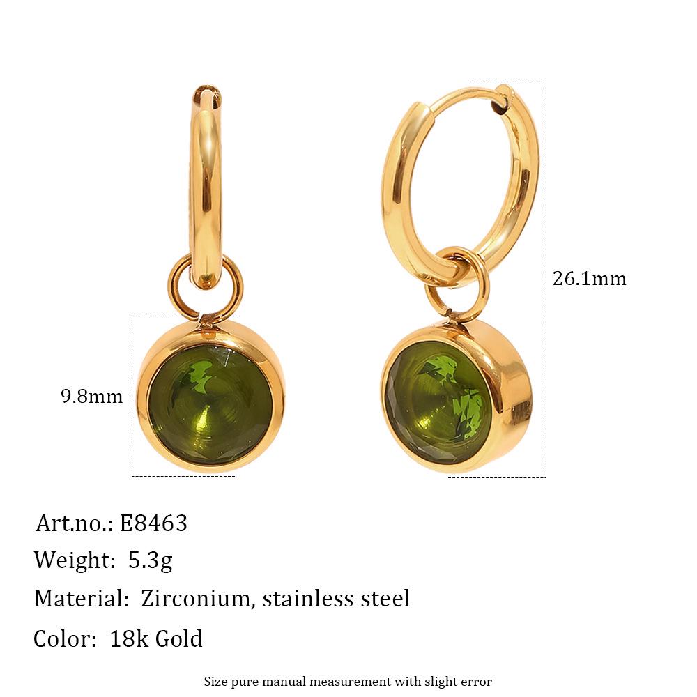 Exquisite 18K Gold-Plated French Earrings with Colorful Round Diamonds