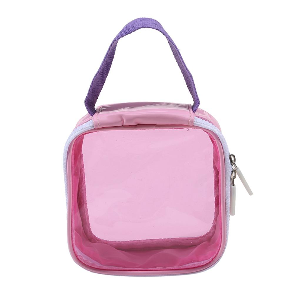 

Квадратная прозрачная косметичка из ПВХ, прозрачная сумка для хранения средств по уходу за кожей, несессер, сумка для макияжа, для путешествий розовый