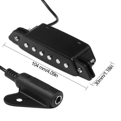 Magnetischer Tonabnehmer für Akustikgitarre, passiver magnetischer Schallloch-Spulen-Tonabnehmer, 6,35 mm Klinke mit Kreuz