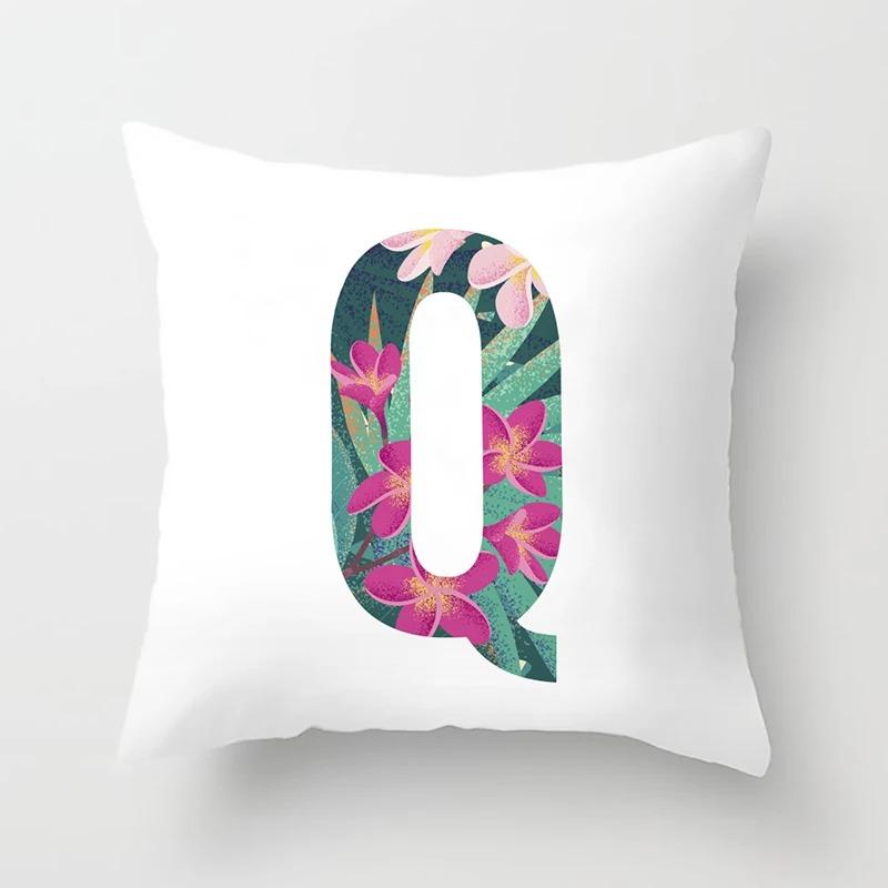 Luxury Home Pillowcase Square Office Decoration Cushion Cover Simple Floral English Letter Pattern Decoration
