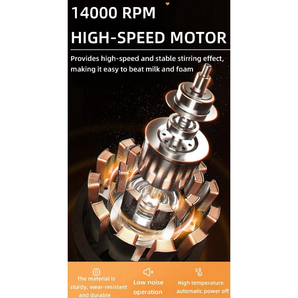 Immersion Blender Handheld, 2-in-1 Hand Blender Electric with USB Rechargeable 3 Speeds, Stainless Steel Blade Stick Blender with Whisk, for Coffee