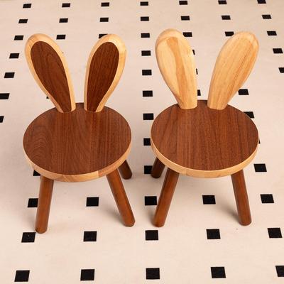 Solid Wood Rabbit Ear Stool - Children's Backrest Chair, Wooden Bench, Coffee Table, Shoe Changing Seat