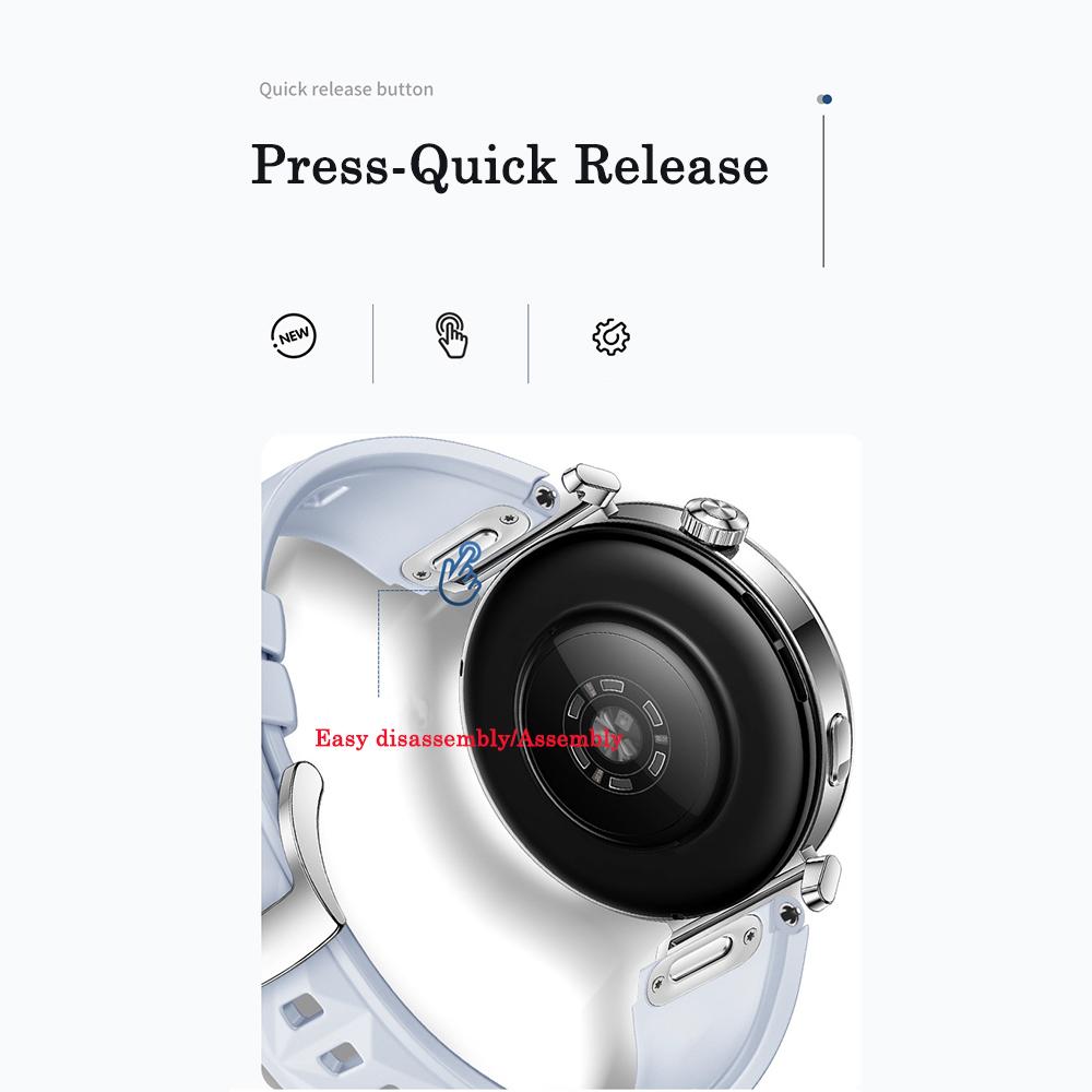 Bracelet 18mm pour Huawei GT6 5 41mm Sport Respirant Pression-Libération Rapide Hommes Femmes Bracelet Poignet en Fluororubber pour Huawei GT5 4 41mm