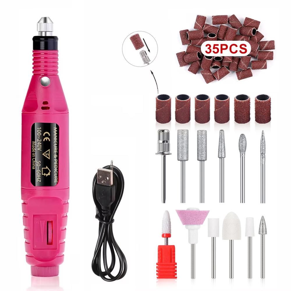 YIKOOLIN Portable Nail Sander Set Electric Nail Drill Machine Milling Cutter For Manicure Pedicure Strong Polishing Tools