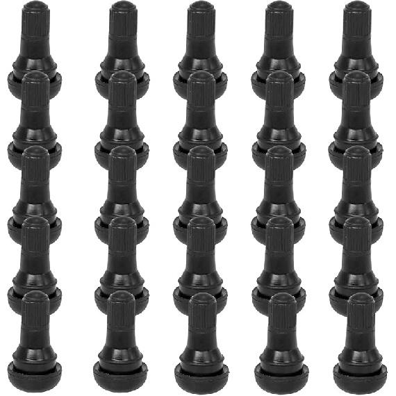 BLACKHORSE-RACING 25 Pack TR412 Rubber Tire Snap-In Short Valve Stem ATV Lawn Mower Garden Tractor Plug Stem For Tubeless 0.453” 11.5Mm Rim Holes