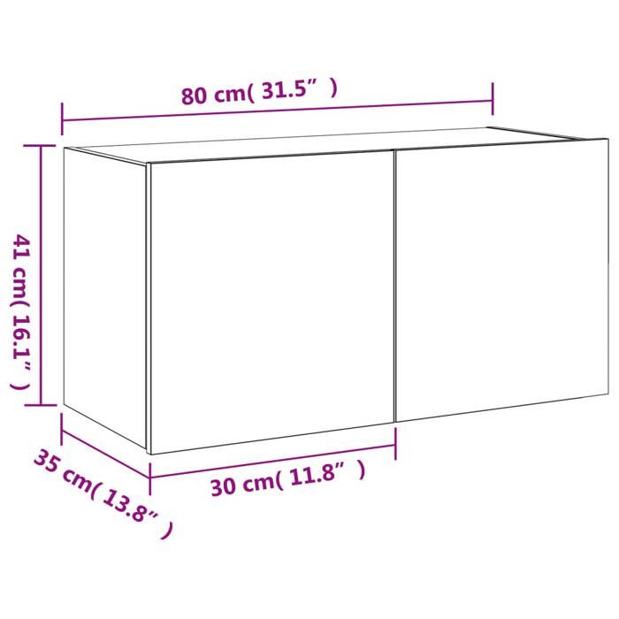 VidaXL Meuble TV Mural avec Lumières LED, Armoire de Télévision Suspendue avec Rangement, Meuble Télé Flottant, Moderne, 837320