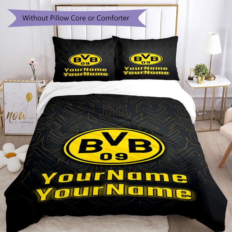 Borussia Dortmund Customize Your Name Bedding Set Breathable Duvet Cover with Pillowcases Home Decoration Birthday Gift
